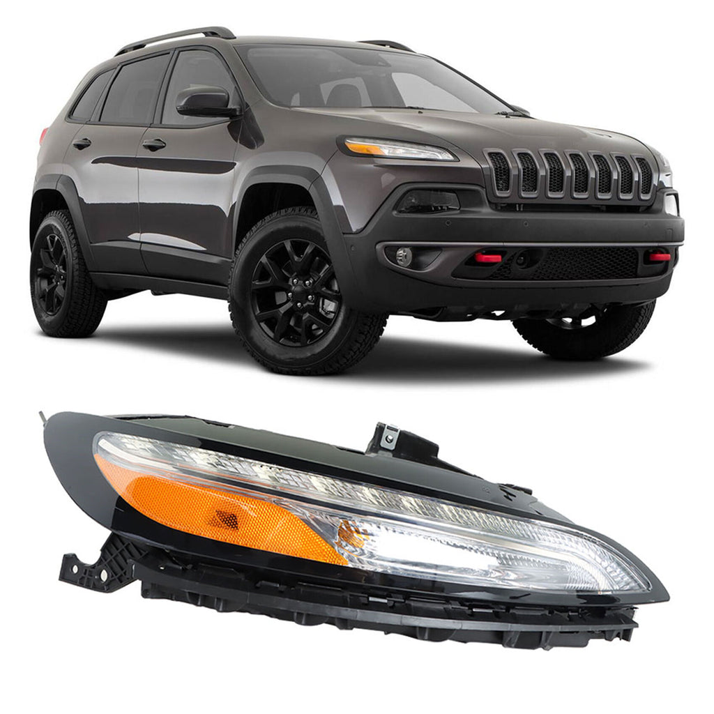 labwork Replacement for 2014-2018 Cherokee Passenger Side Headlight Right w/DRL Running Lights Parking Market Signal Lamps Assembly RH