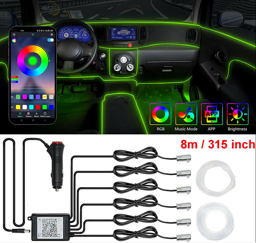 6m Interior Car LED Strip Lights - APP Music Control 5 In 1 - Foto 8