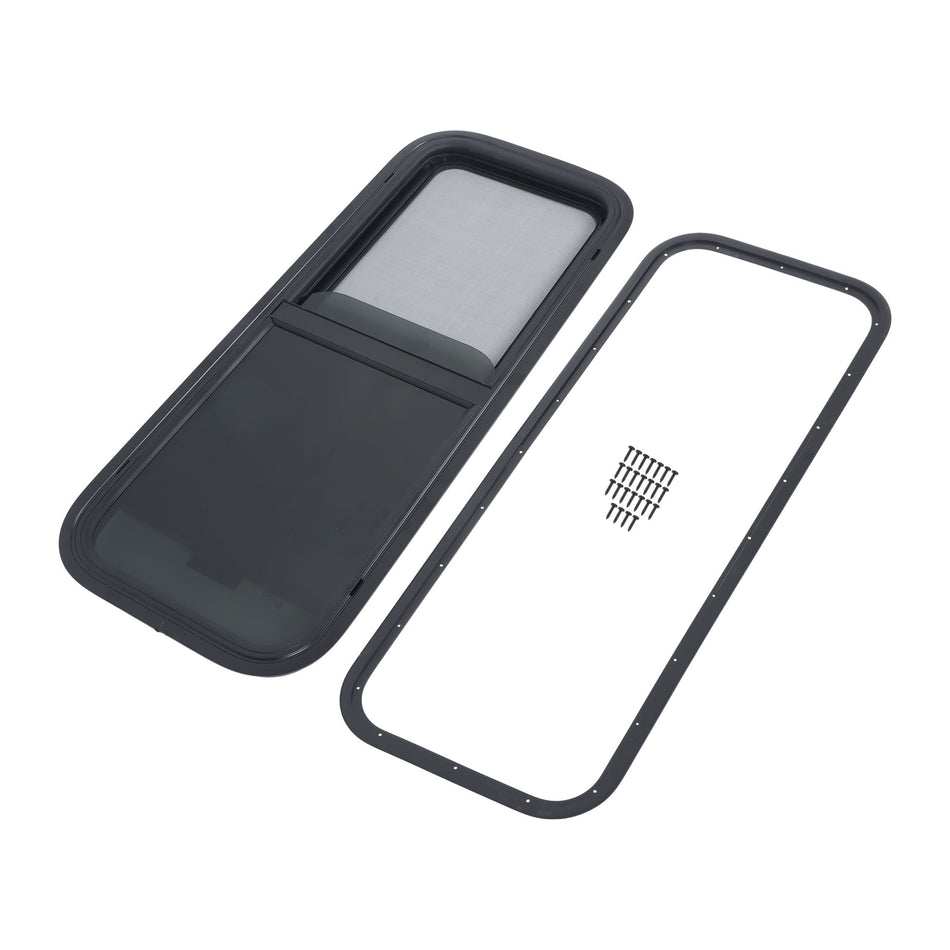 36"W x 15"H For RV Camper Horizontal Sliding Window w/Black Trim Ring w/Lock