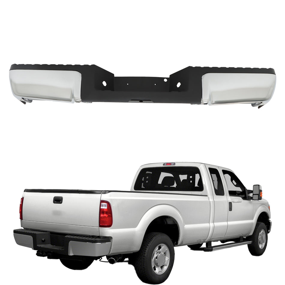 labwork Steel Rear Step Bumper Chrome Replacement for 2008-2016 F-250 F-350 F-450 Super Duty Without Parking Sensor Hole