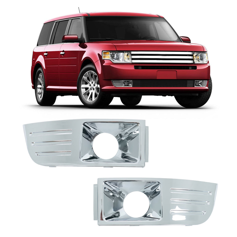 Chrome Fog Light Trims Covers Lamps Front Left & Right For Ford Flex 2009-2012