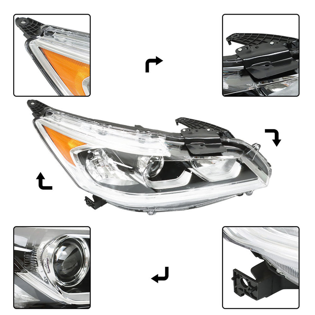 labwork Headlight Assembly Replacement for Accord 2016-2017 Headlight with DRL Set Passenger Side