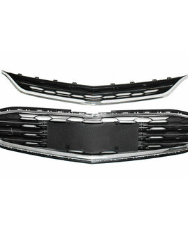 Labwork Front Bumper Upper&Lower Grille For Chevy Malibu 2016-2018 Black Plastic Trim