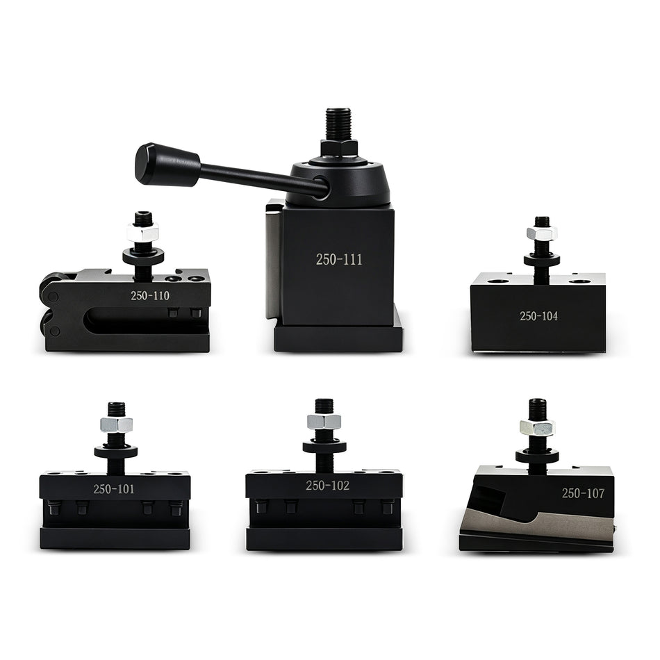 6-Piece AXA 250-111 Wedge-Style Quick-Change Tool Post Set for 12" Swing Lathe