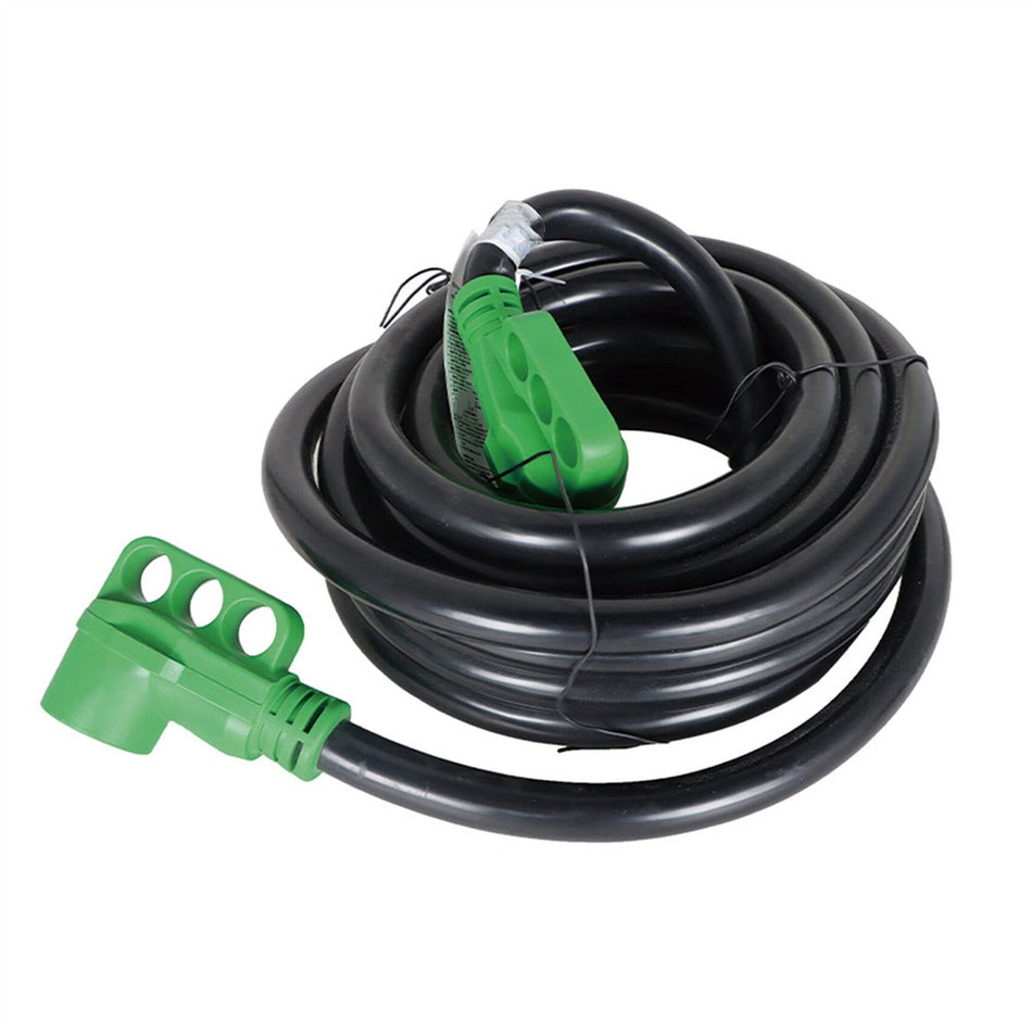 labwork 50A 30FT Recreational Vehicle Generator Extension Cord (Green Plug Black Wire with LED Power Indicator) without Lock