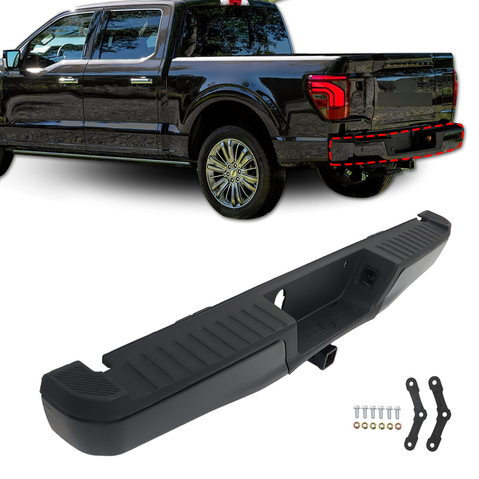 labwork Black Rear Step Bumper Assembly without Park Assist Sensor Holes with Max Tow Hitch Replacement for 2015-2020