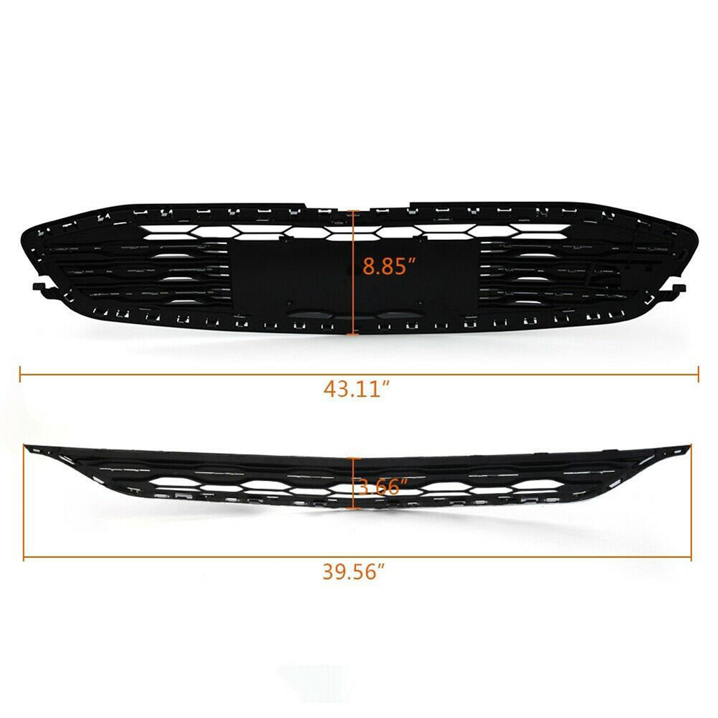 Labwork Front Bumper Upper&Lower Grille For Chevy Malibu 2016-2018 Black Plastic Trim