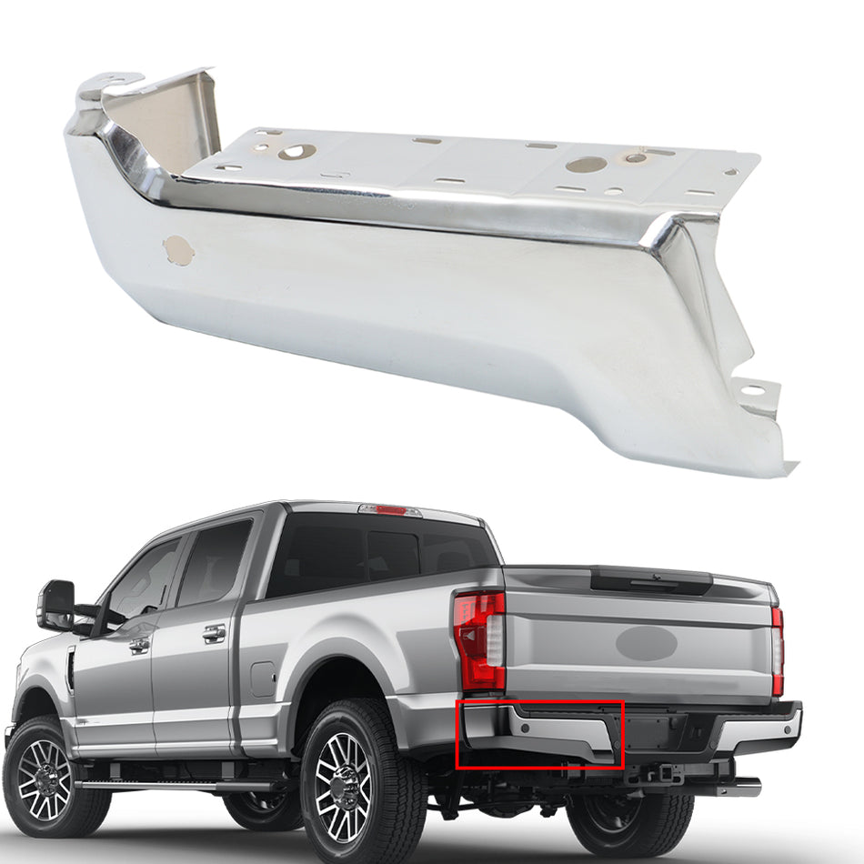 labwork Chrome Rear Driver Bumper End Replacement for F250 F350 2017-2022 LH with Parking Aid Sensor Holes