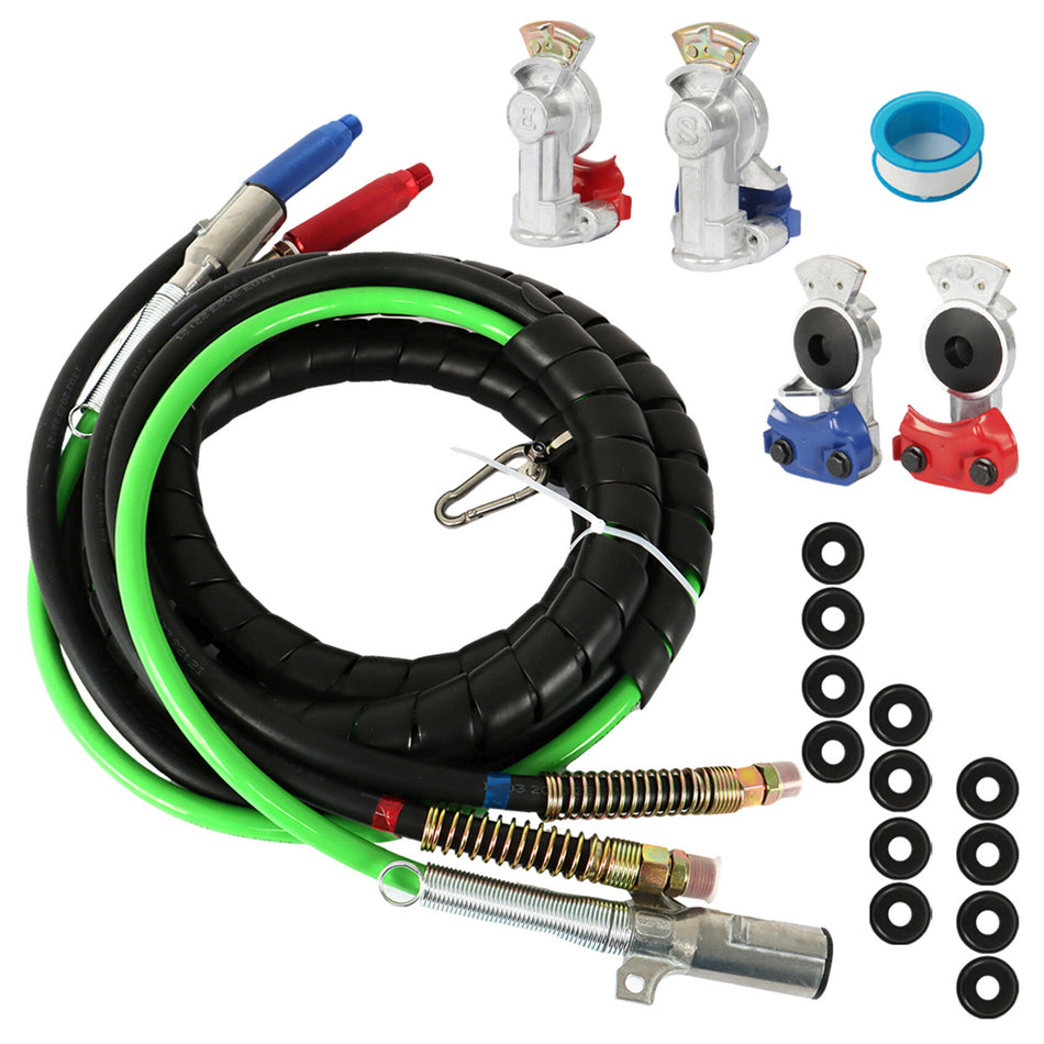 labwork 12FT Air Lines for Tractor Trailer, Air Hose for Semi Truck 3 in 1 ABS & Power Airlines 7 Way Electrical Cable