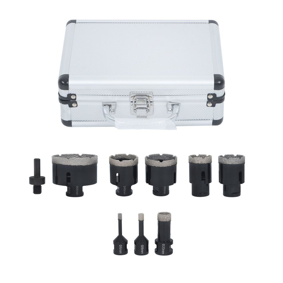 Diamond Drilling Bit Set for Ceramic Granite Tile Hole Saw Cutter Tool 9pcs Box