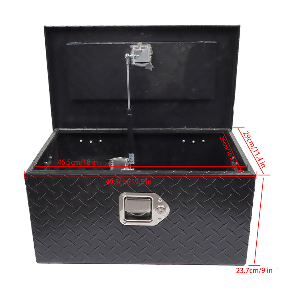 labwork 20 Inch Aluminum Diamond Plate Tool Box Organizer With Lock Key Black