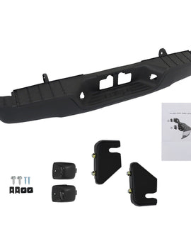 labwork Black Rear Step Bumper Replacement for 2007-2013 Toyota Tundra with Rock Warrior Pkg without Parking Aid Sensor Holes