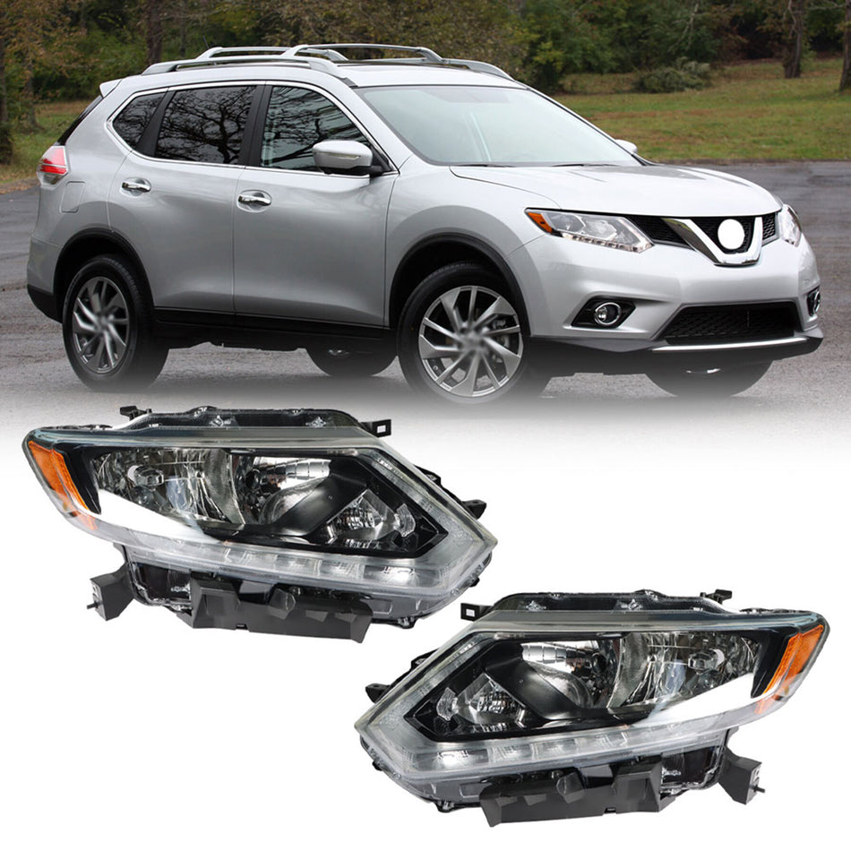 labwork Headlight Assembly Replacement for Nissan Rogue 2014 2015 2016 w/LED DRL Set Driver ＆ Passenger Side