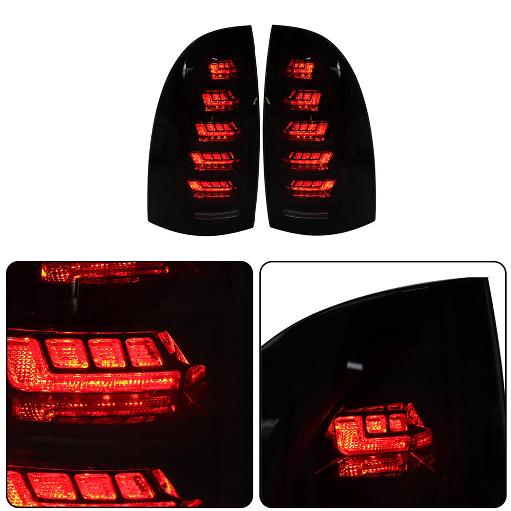 labwork Left & Right Side Full LED Strip Tail Lights Assembly Replacement for 2005-2015 Toyota Tacoma Black Smoke Rear Brake Lamps TO2800177 TO2801177