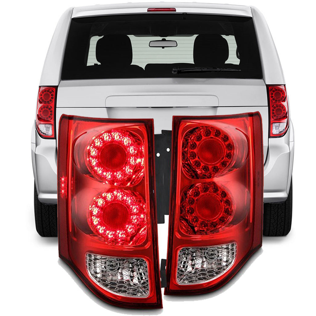 labwork 1 Pair Driver & Passenger Side Tail Lights Replacement for 2011-2020 Grand Caravan LED Chrome Red Tail Lamps w/Turn Signal 5182535AD 5182534AD