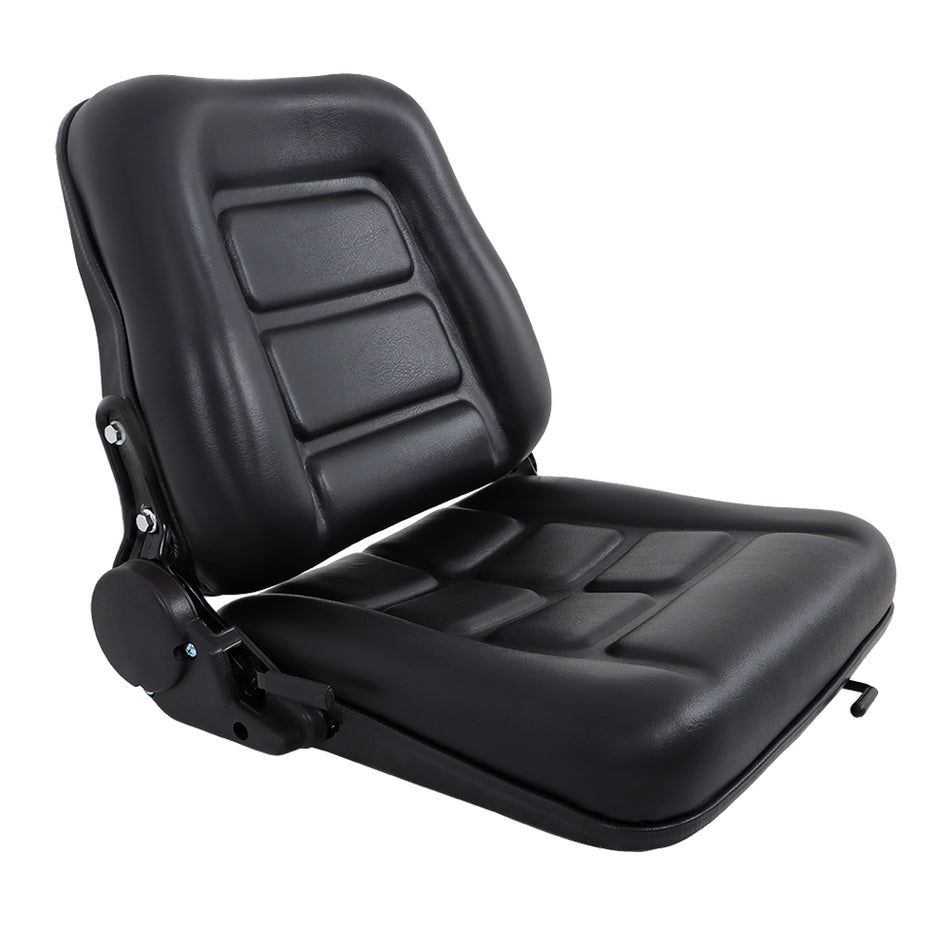 Universal Fold Down Forklift Seat with Adjustable Angle Back and Slide Replacement for Excavator Forklift Tractor Skid Loader Backhoe Dozer Telehandler Heavy Mechanical Seat