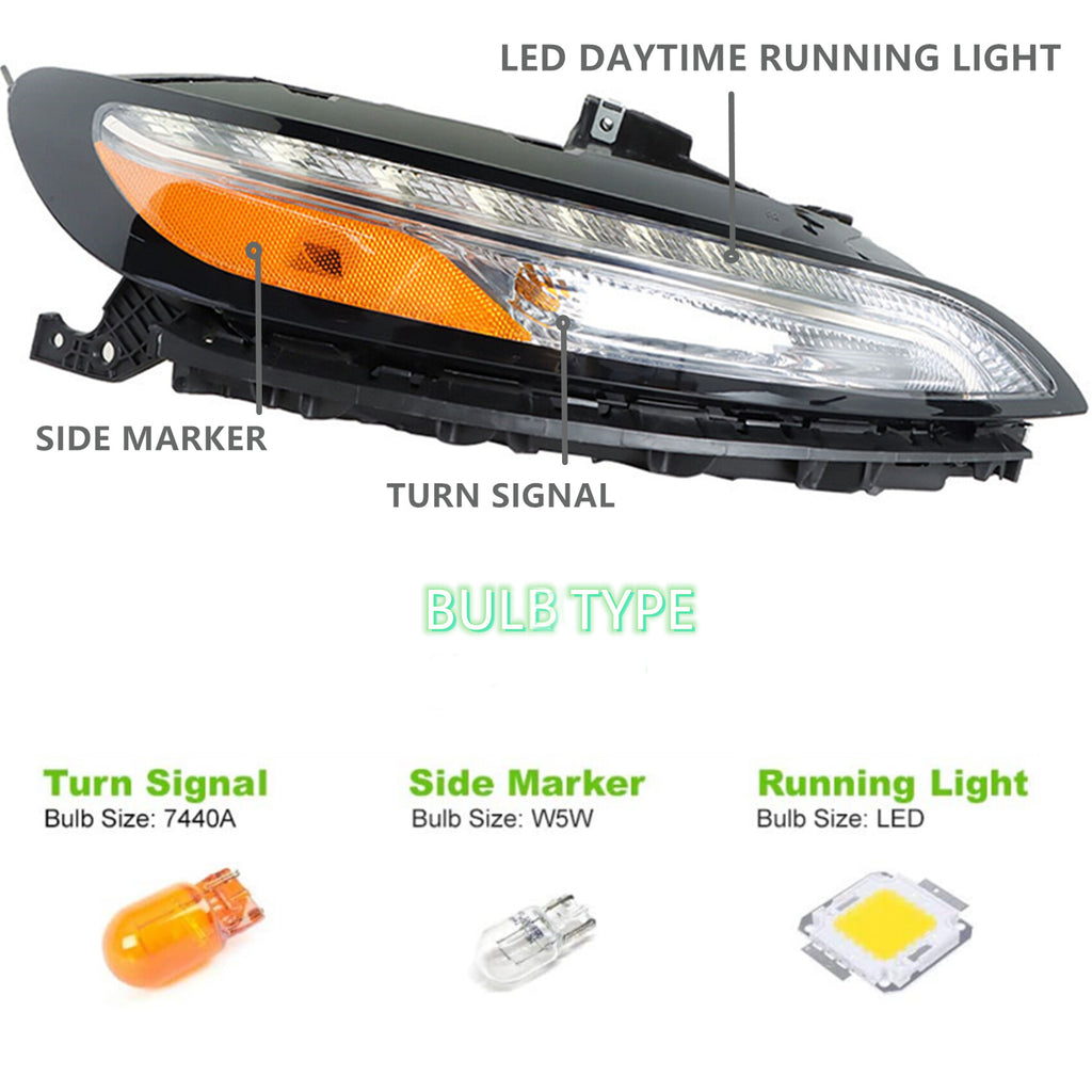 labwork Replacement for 2014-2018 Cherokee Passenger Side Headlight Right w/DRL Running Lights Parking Market Signal Lamps Assembly RH