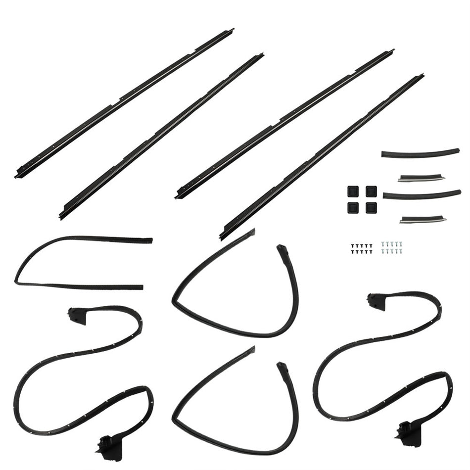 labwork 17 PCS Door Tailgate Weatherstripping Seal Kit 2135478 Window Strip with Sweep Felt Chrome Trim and Roof Rail and Door Rubber Seal Replacement for 1978-1987 Caballero and El Camino 2-Door