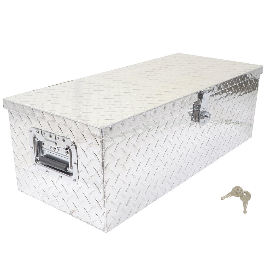 labwork 20 Inch Heavy Duty Silver Diamond Plate Tool Box with Side Handle and Lock Keys