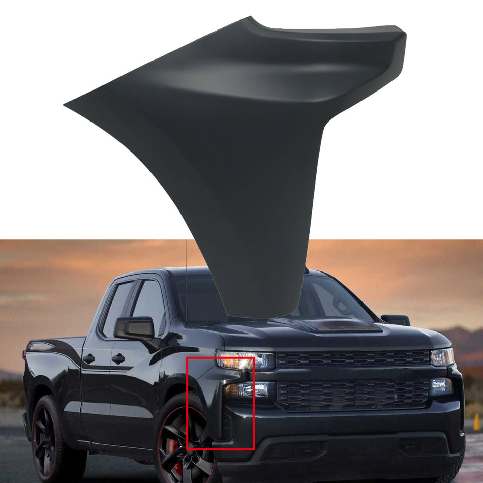 labwork Front Bumper End Cap Extension Trim Right Side Black Replacement for 2019 2020 2021 2022 Silverado 1500