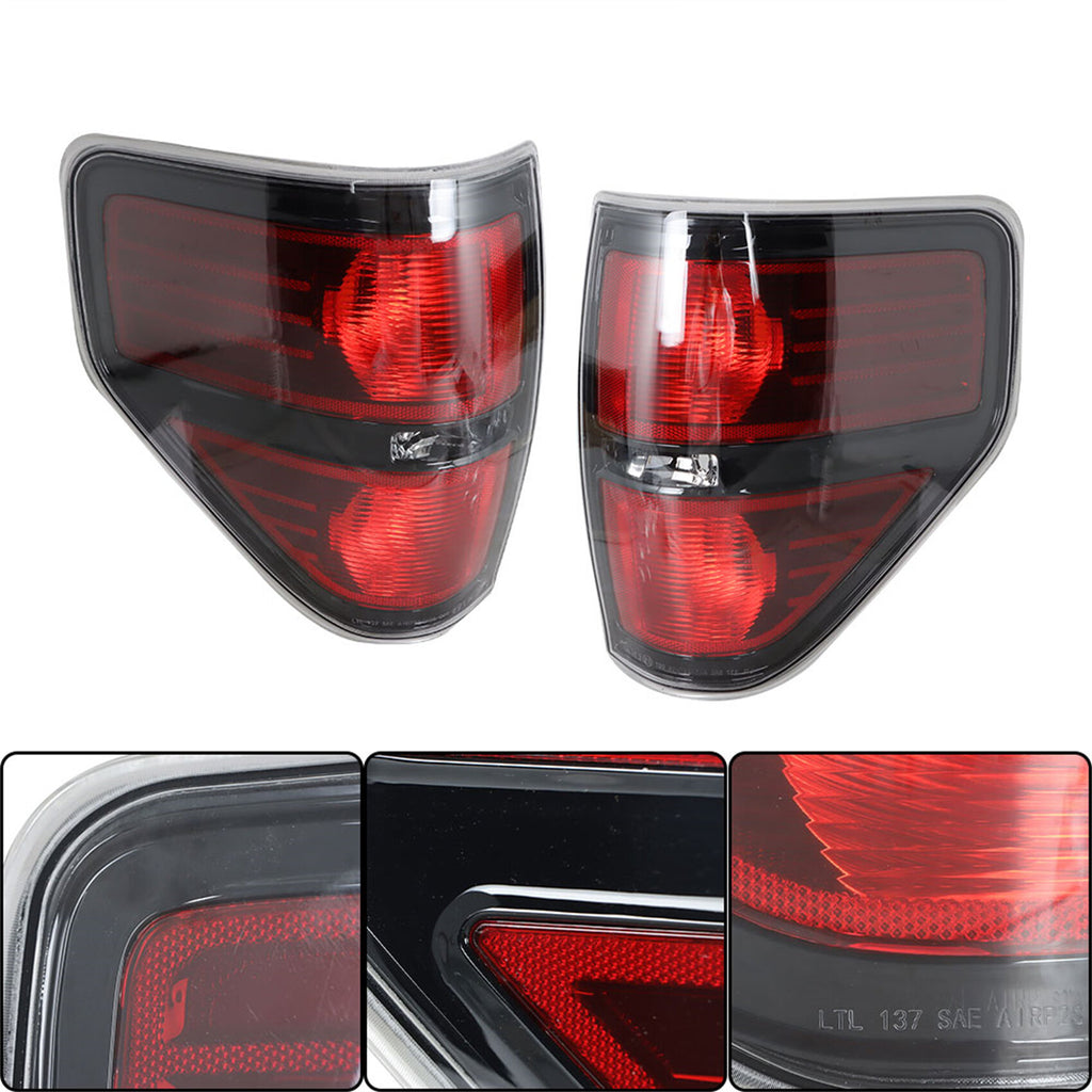 labwork Driver & Passenger Side Red Smoked Tail Lights Replacement for 2009-2014 Ford f150 F-150