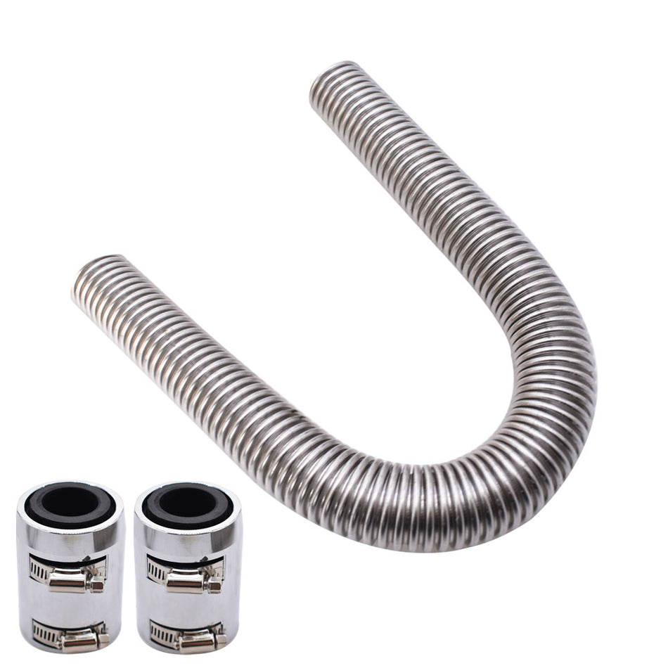 labwork 24" Universal Flexible Stainless Steel Radiator Hose Kit with Chromed Caps for Chevy Ford LS Swap