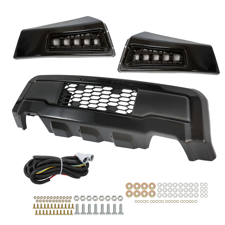 Replacement for F-150 2009-2014 Front Bumper Cover w/Lights Black Replacement for 1KPFD1205026
