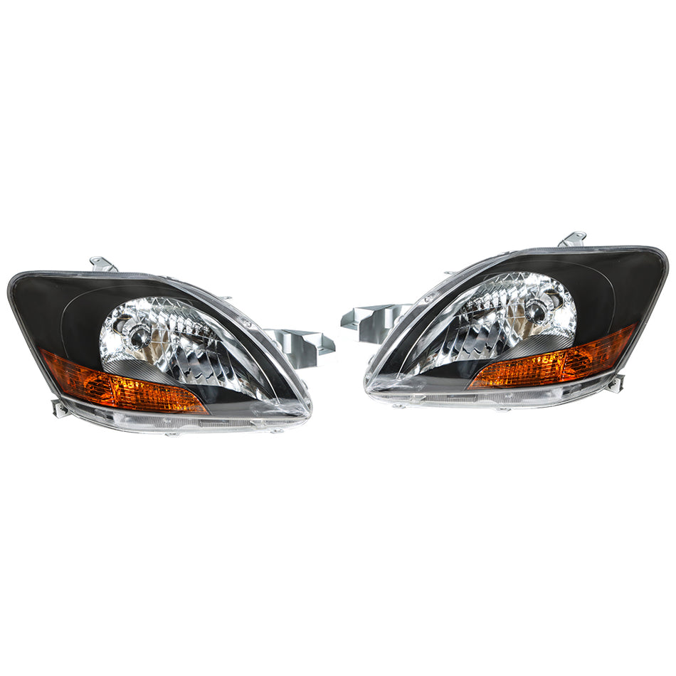 labwork Pair Black Halogen Headlights for Toyota Yaris 4-Door Sedan 2007-2011 Not Hatchback