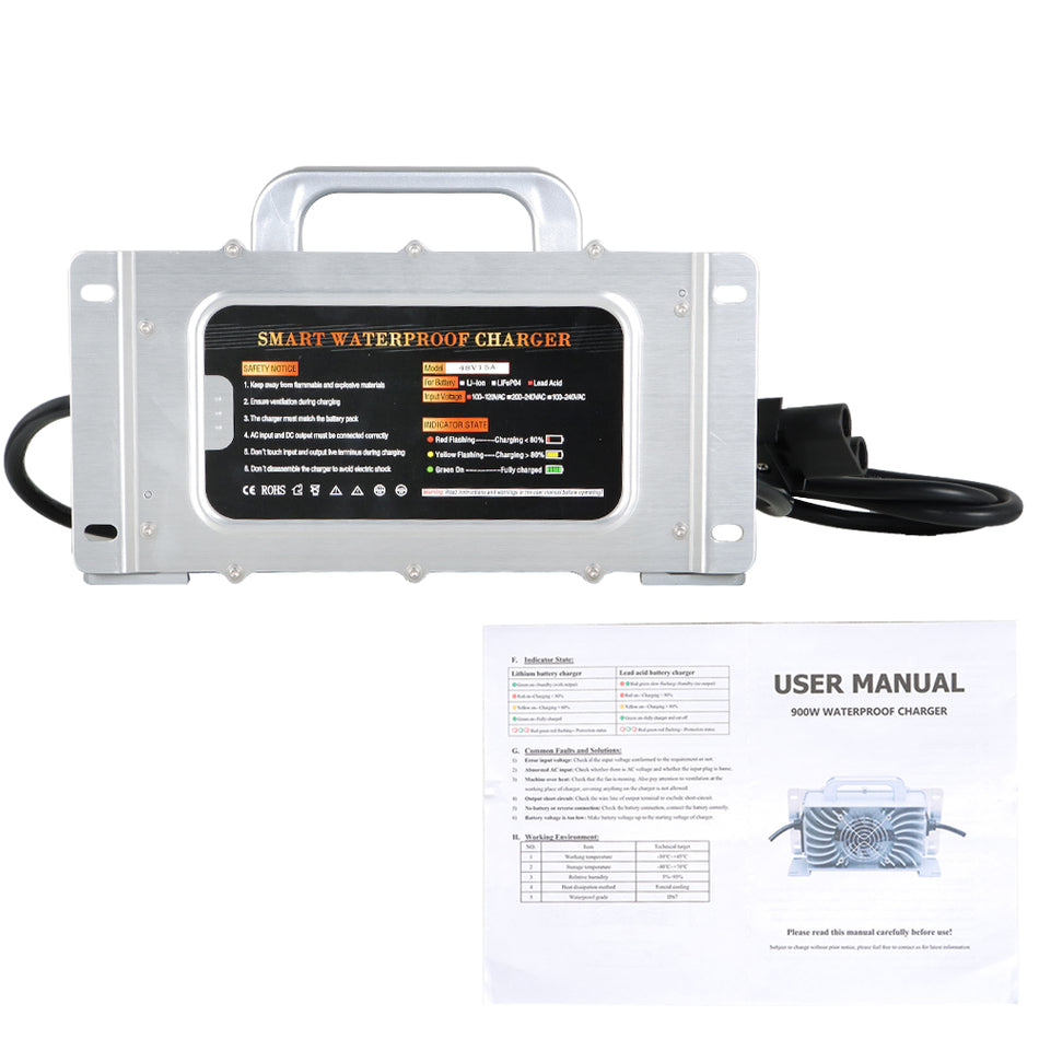 48V 15A Battery Charger with 2 Pin Handle Plug