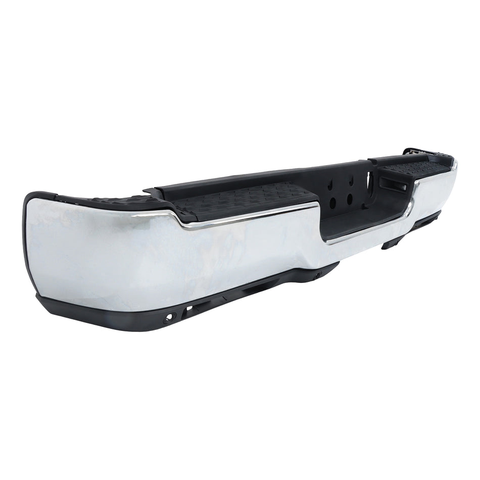 labwork Chrome Rear Step Bumper Assembly with Park Assist Sensor Holes with Fog Lamp Hole Steel Replacement for R-a-m 2500 2019-2024 Replacement for R-a-m 3500 2019-2024