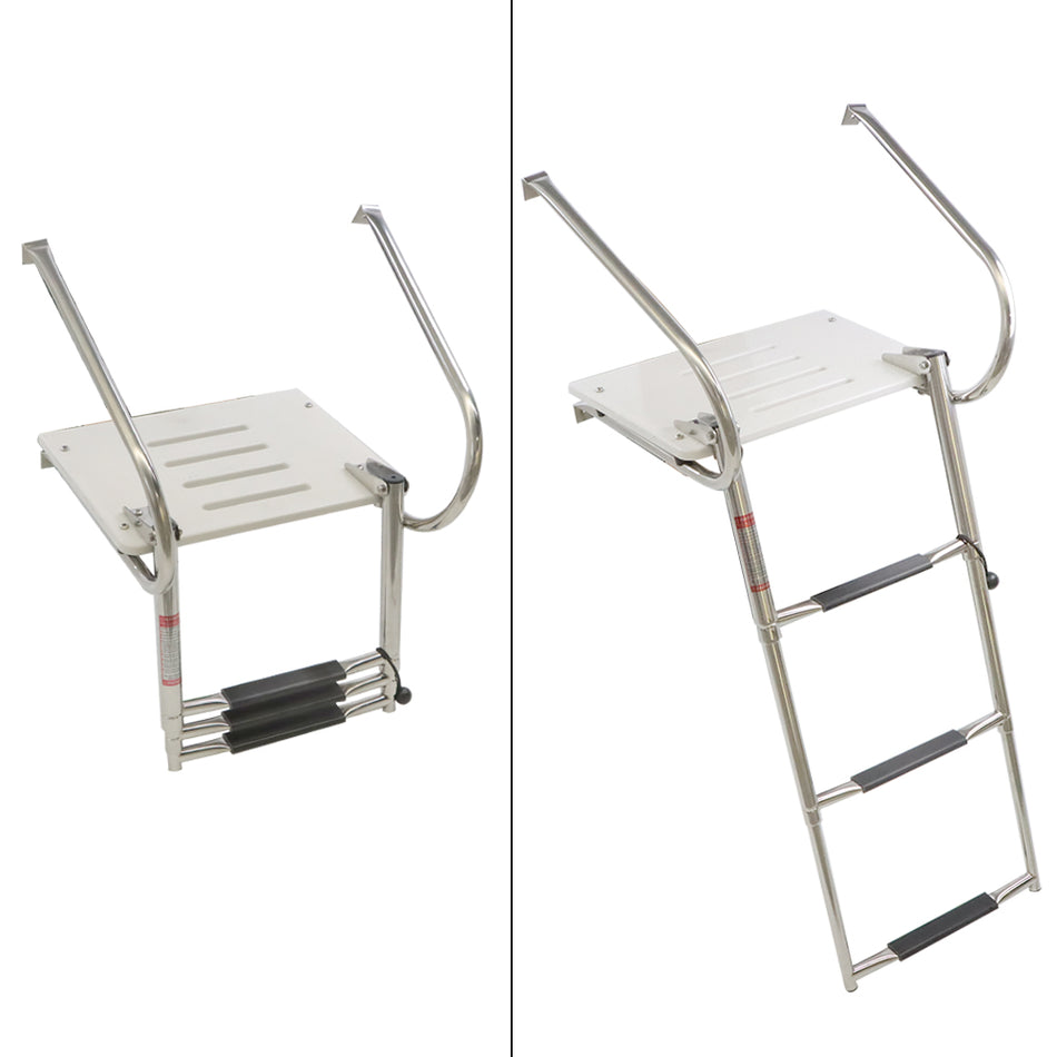 labwork 3 Step Stainless Steel Swim Platform Boat Ladder Replacement for Fishing Boat Swim Deck