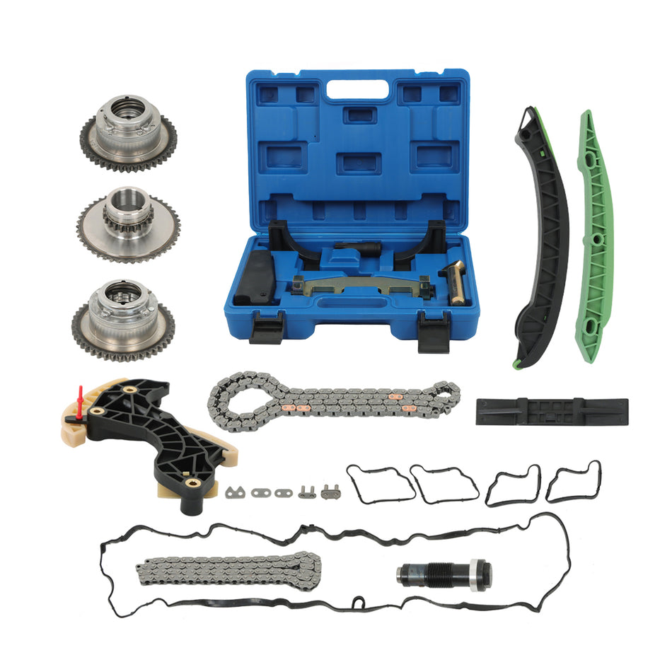 M271 Master Timing Chain Kit with VVT Camshaft Sprockets Phasers & Gaskets for Mercedes W204 W212 C250 SLK250