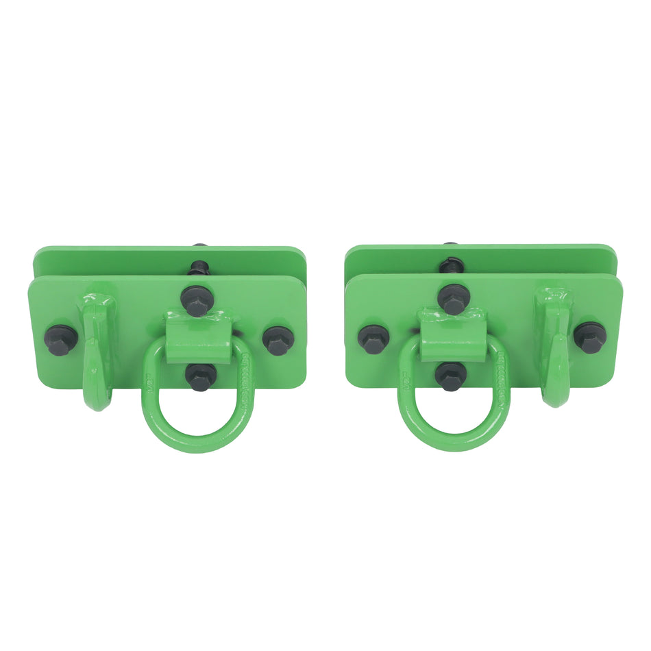 2 Pack Tractor Bucket Hooks with Tie Down Ring Grade 70 Forged Steel Bolt On Grab Hook Tow Hook Mount with Backer Plate Replacement for Tractor Bucket RV UTV Truck Max 15000 lbs DarkGreen
