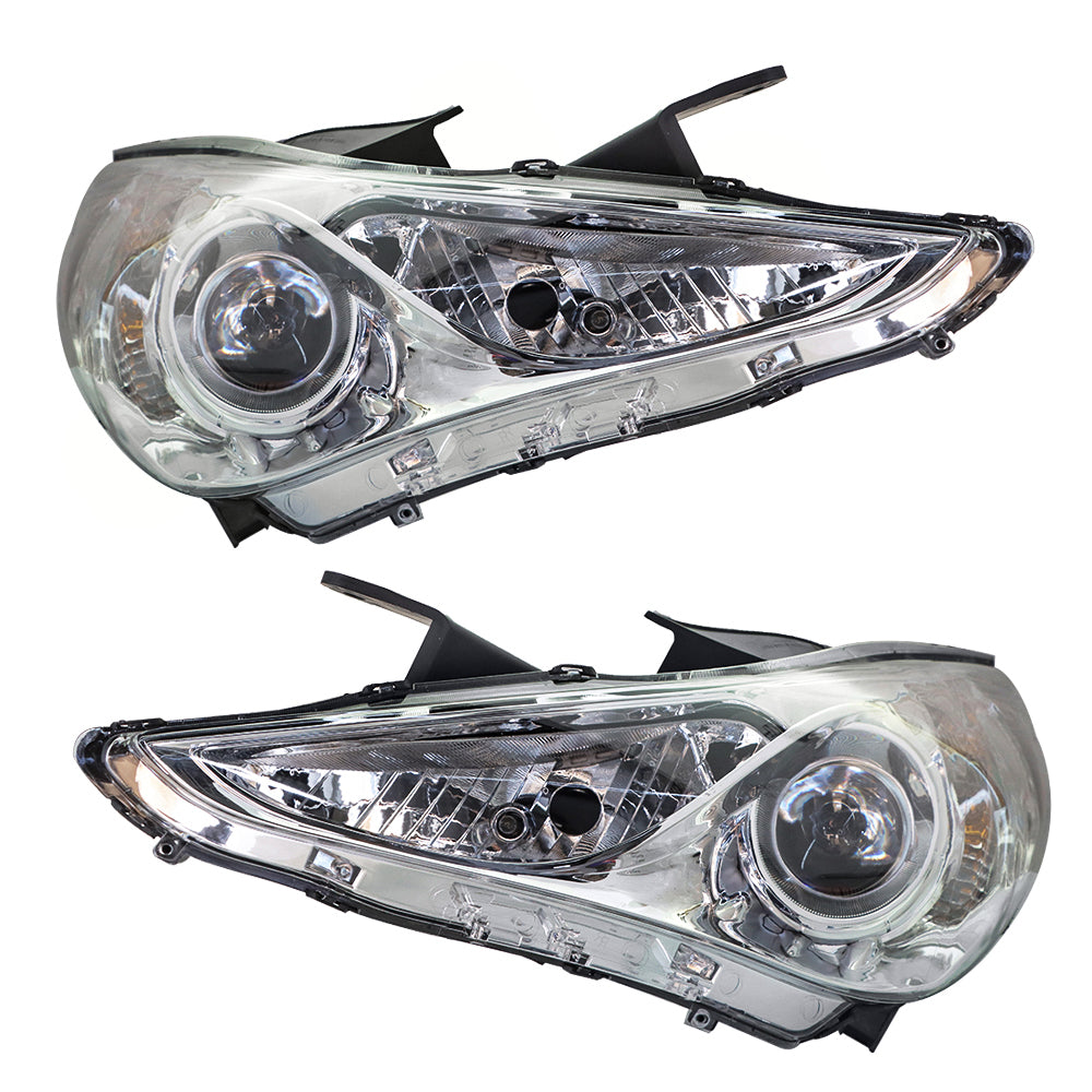 For 2011-2014 Sonata Amber Corner Projector Headlight Head Lamps Kits Clear Lens