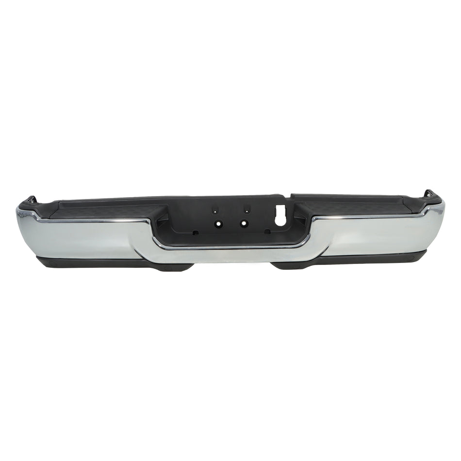 Chrome Rear Step Bumper Assembly Replacement for R-a-m 2500 2019-2024 Replacement for R-a-m 3500 2019-2024 without Park Assist Sensor Holes without Fog Lamp Hole