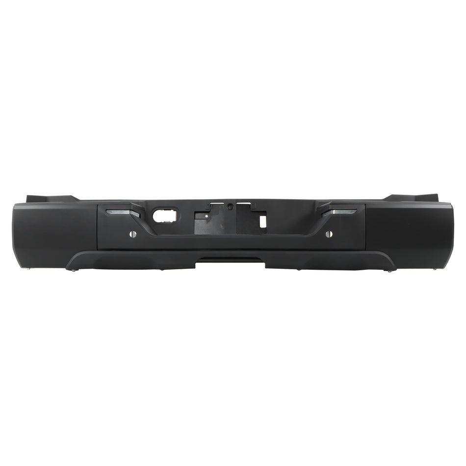 Black Steel Rear Step Bumper Replacement for 2022–2024 Toyota Tundra with Park Assist Sensor Holes, Without Tow Hitch, TO1103140