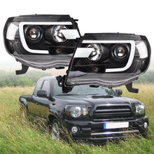 Load image into Gallery viewer, Clear LED Tube Projector Headlights Headlamps Black For Toyota Tacoma 2005-2011