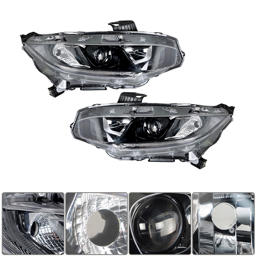 labwork Headlight Assembly Replacement for Honda Civic 2016-2021 Headlights Set Driver ＆ Passenger Side