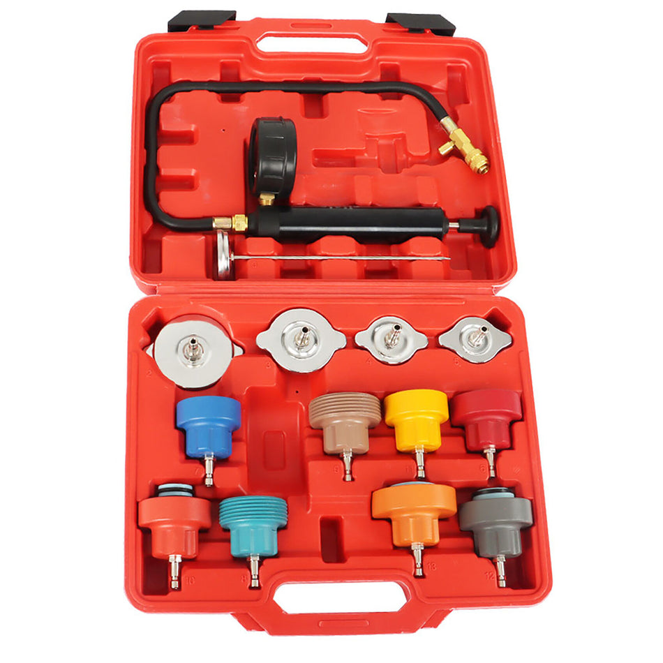 labwork 14Pcs Coolant Radiator Pressure Tester Cooling System Head Gasket Leak Detector Kit