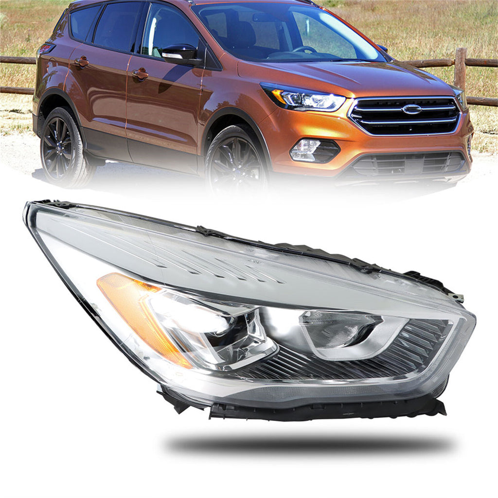 labwork Headlight Assembly Replacement for 2017-2019 Ford Escape with LED DRL Chrome Halogen Right Passenger FO2503351