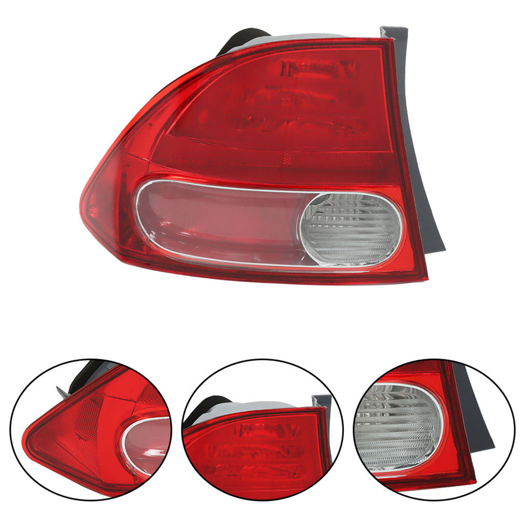 labwork Outer Driver Side Tail Light Replacement for 2006-2008 Honda Civic Halogen Rear Tail Brake Lamp Assembly LH Left Side 33551SNAA01 HO2800166