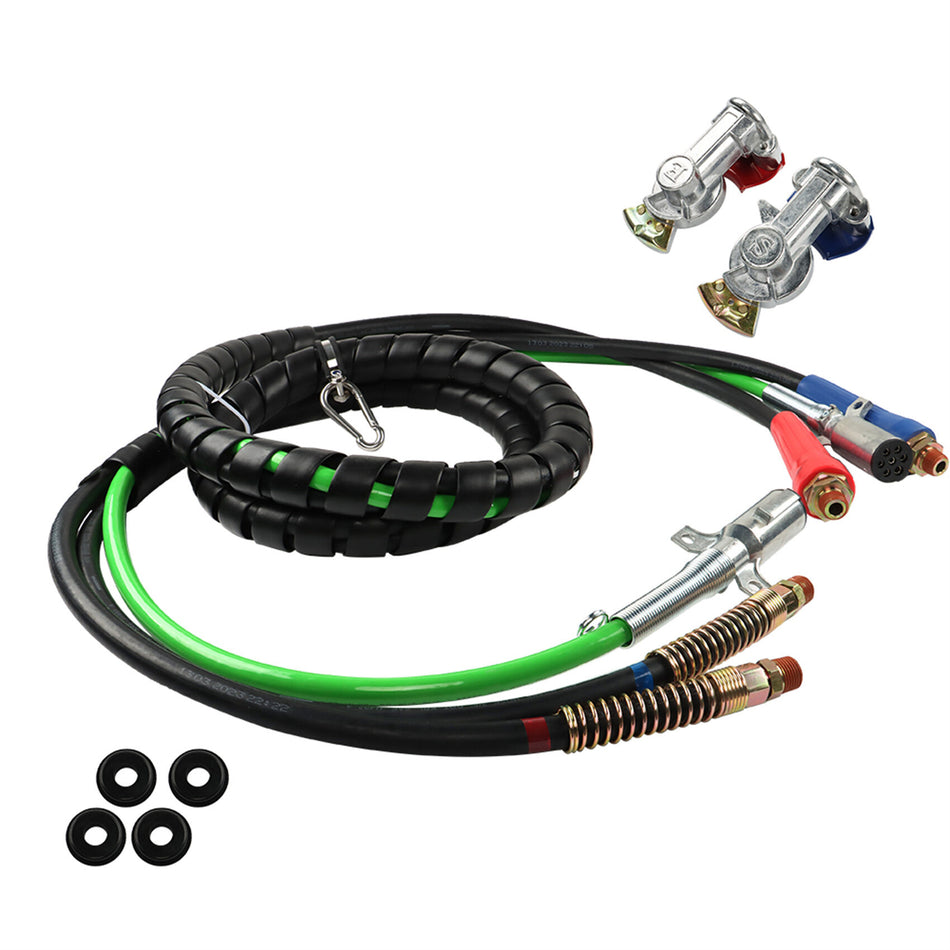 labwork 12FT 3-in-1 Wrap Set Air Line Hose Assemblies Replacement for Tractor Trailer Semi Truck