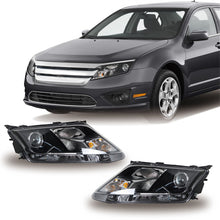 Load image into Gallery viewer, Labwork Driver&amp;Passenger Headlight Fit For 2010-2012 Ford Fusion Black Halogen