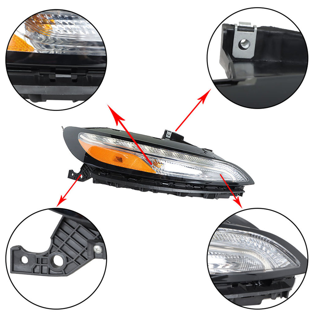 labwork Replacement for 2014-2018 Cherokee Passenger Side Headlight Right w/DRL Running Lights Parking Market Signal Lamps Assembly RH