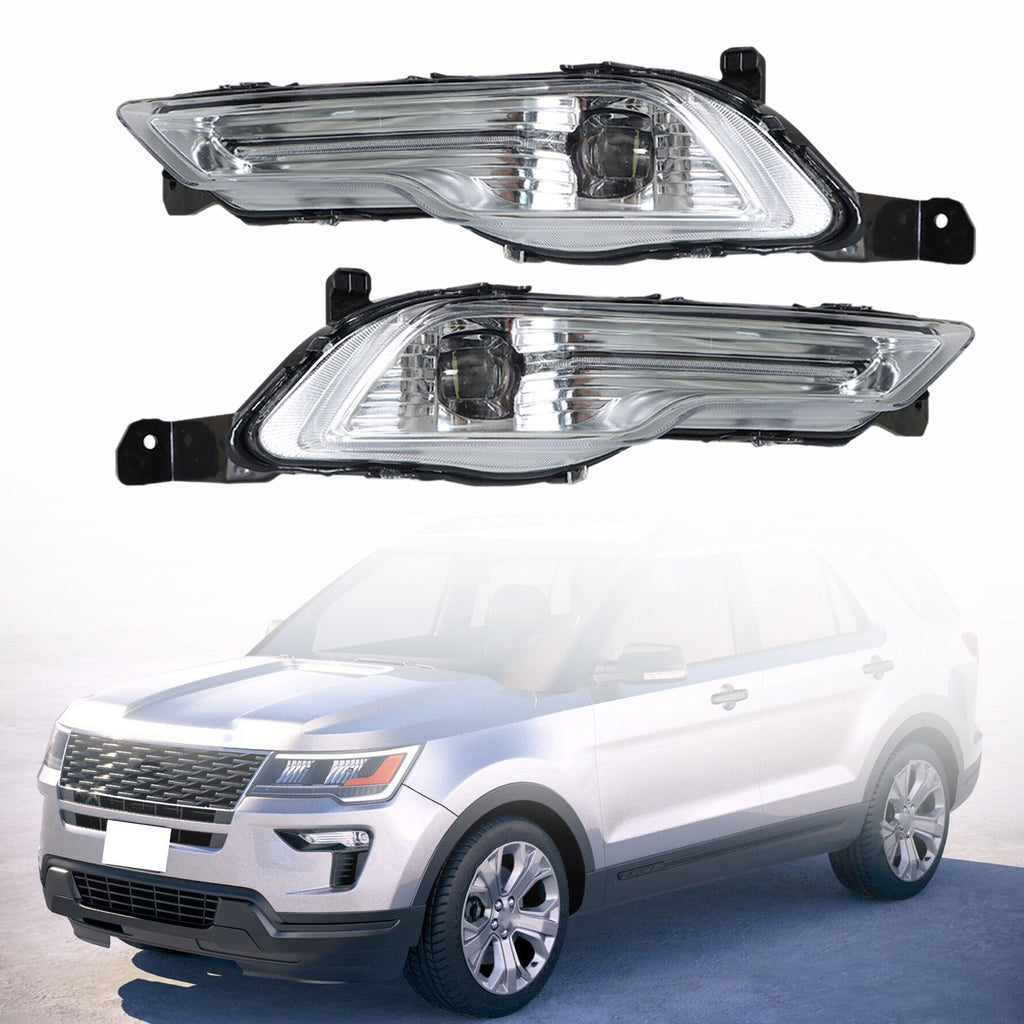 labwork Fog Lights Assembly Replacement for 2017 2018 Ford Explorer Fusion Clear Lens Left+Right Side (Passenger & Driver Side)