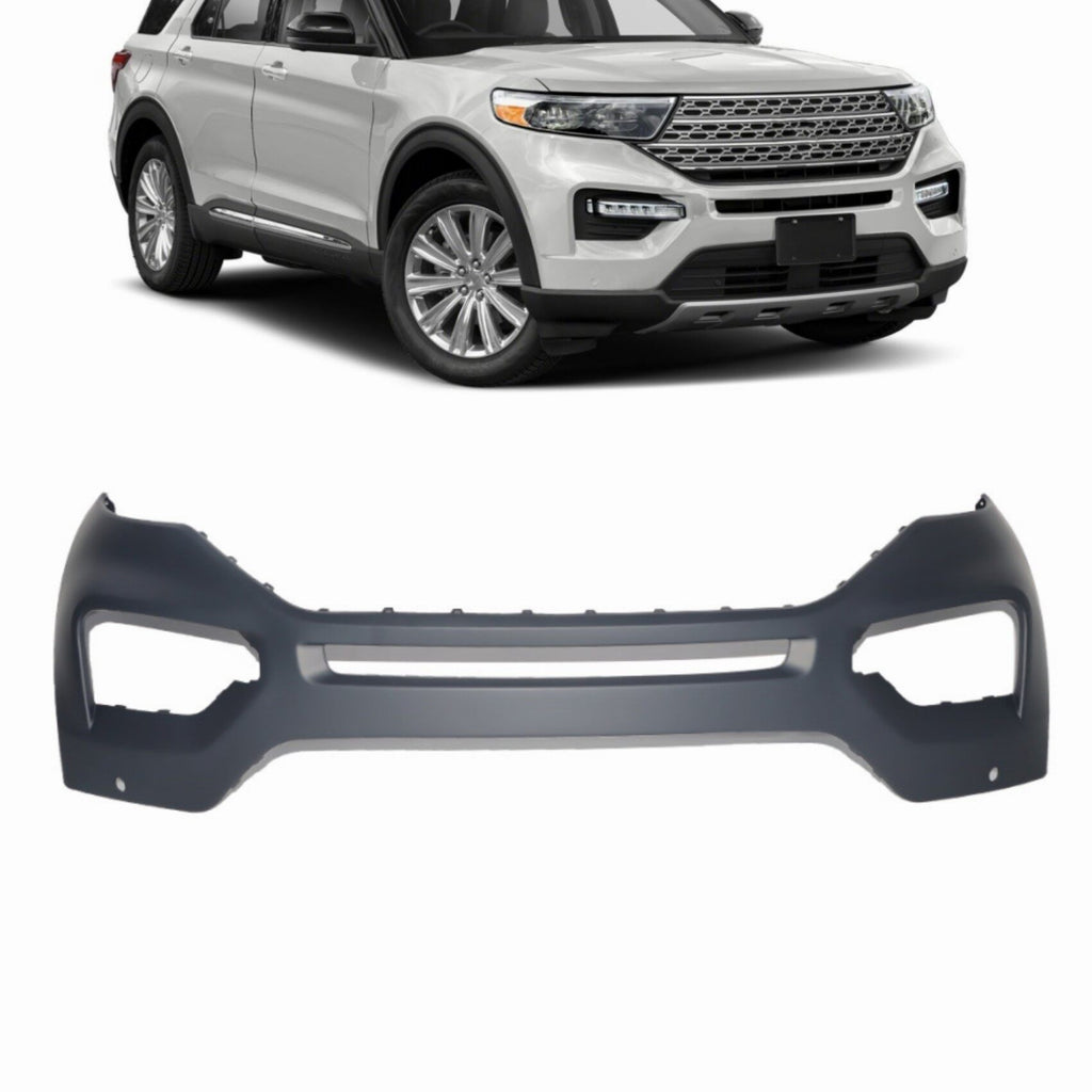 Primed Front Bumper Cover with Parking Sensor Hole Replacement for 2020-2021 Explorer