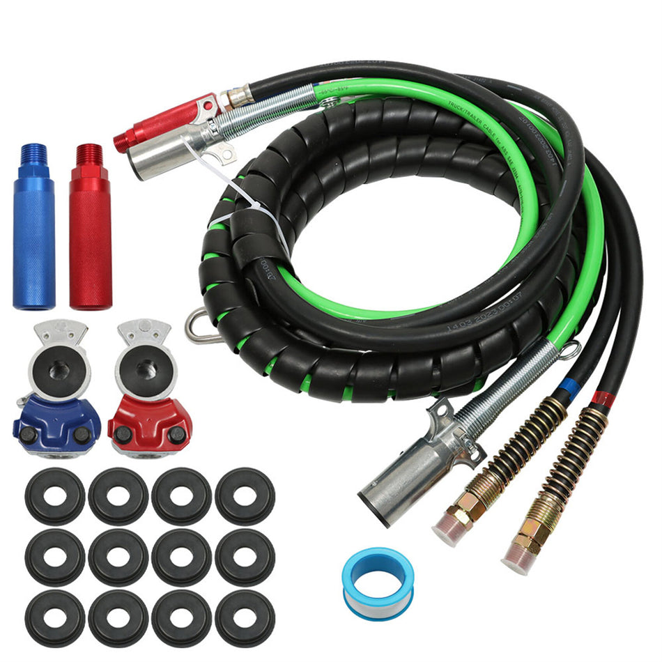 labwork 12FT Air Lines for Tractor Trailer, Air Hose for Semi Truck 3 in 1 ABS & Power Airlines 12pcs 7 Way Electrical Cable