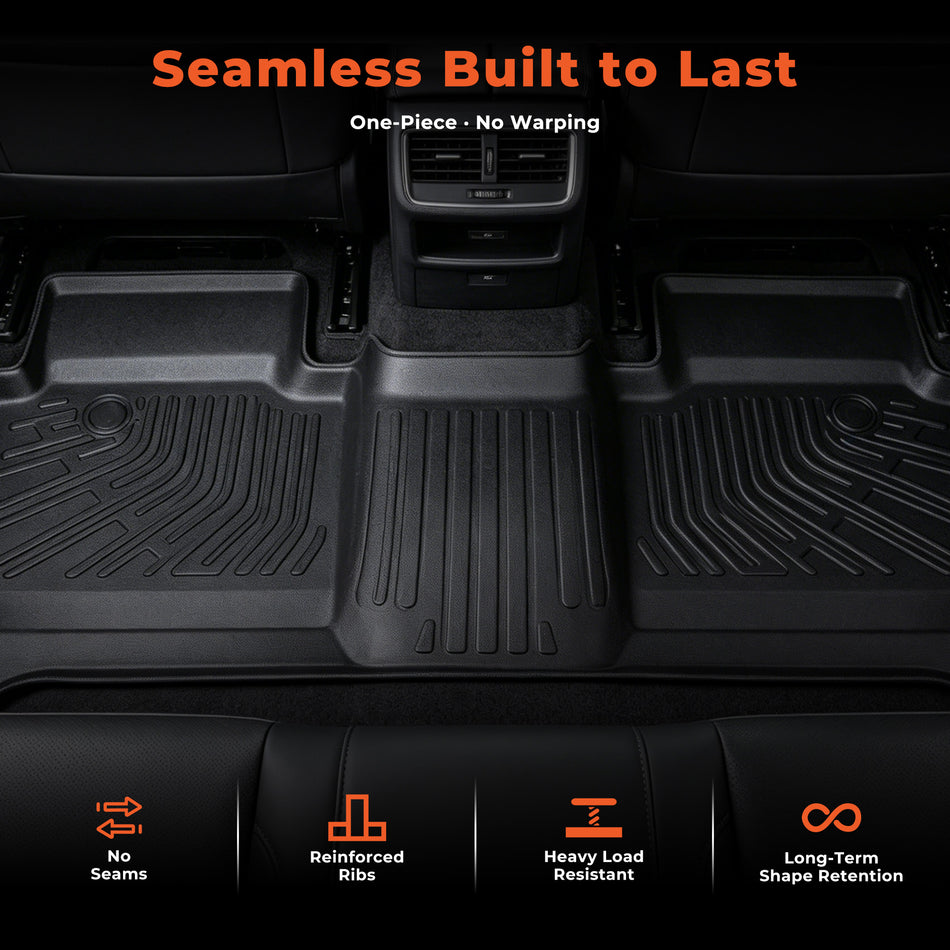 3-Piece 3D TPE All-Weather Floor Mats for 2020-2025 Jeep Gladiator 4-Door Front & Rear Set
