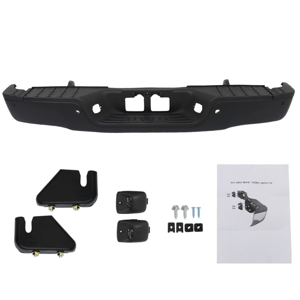 labwork Black Rear Step Bumper Replacement for 2007-2013 Toyota Tundra with Parking Aid Sensor Holes