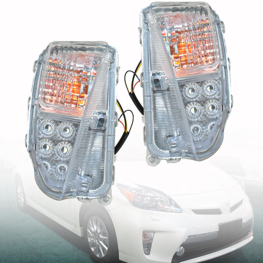 labwork DRL LED Fog Lights Assembly 8151147060 8152147060 Replacement for 2010-2015 Toyota Prius Clear Lens Left+Right Side (Passenger & Driver Side)